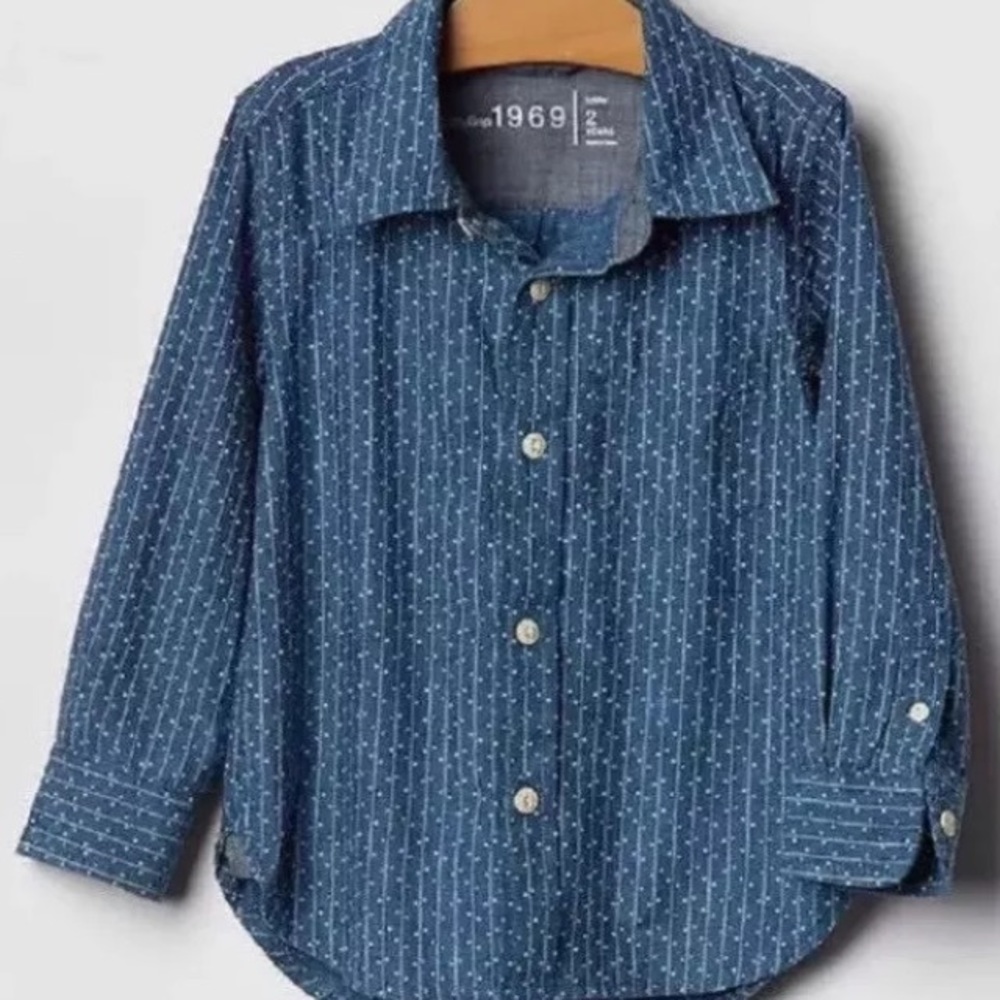 NWT Baby Gap Toddler Chambray Denim Shirt Stripe